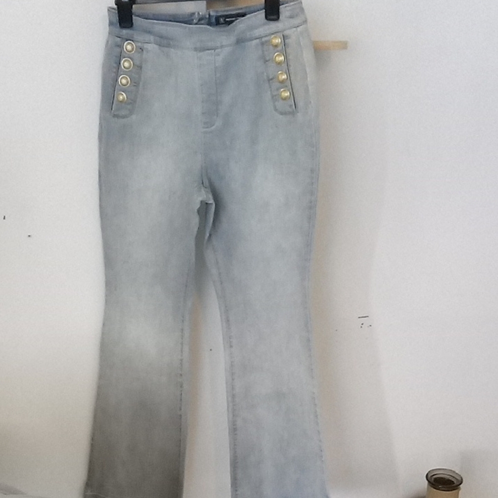 INC International Concepts Light Gray Flare Jeans